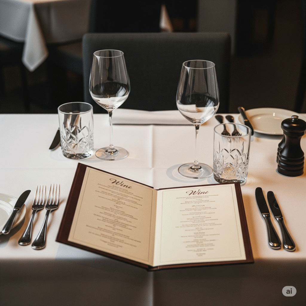 Carte des vins en restaurant