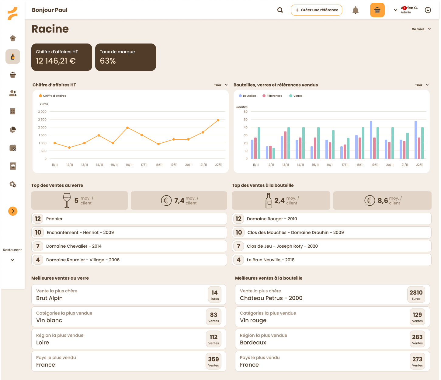 Interface d'accueil du logiciel GoStan de gestion de cave à vin